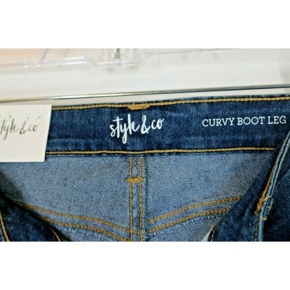 NWT Style & Co Dark Wash Blue Denim Curvy-Fit Boot Cut Jeans Women's Size 4 - Picture 7 of 8